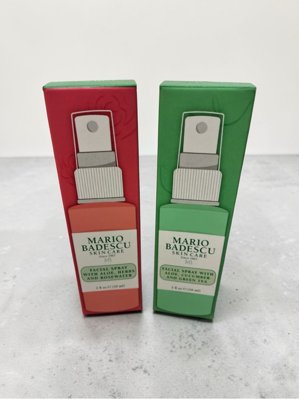 Mario Badescu Facial Spray Duo Mini Set Rosewater + Cucumber Green Tea NIB